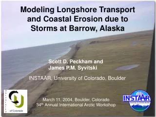 Modeling Longshore Transport and Coastal Erosion due to Storms at Barrow, Alaska