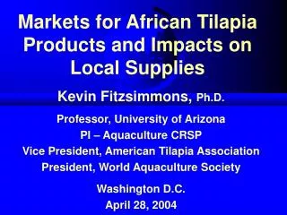 Markets for African Tilapia Products and Impacts on Local Supplies