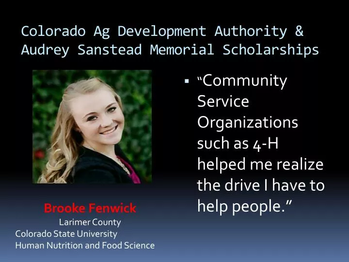 colorado ag development authority audrey sanstead memorial scholarships