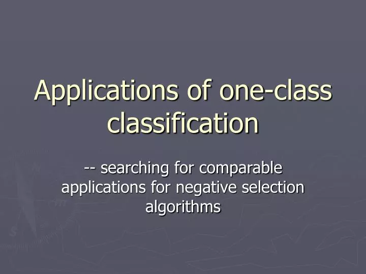 applications of one class classification