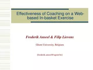 Effectiveness of Coaching on a Web-based In-basket Exercise