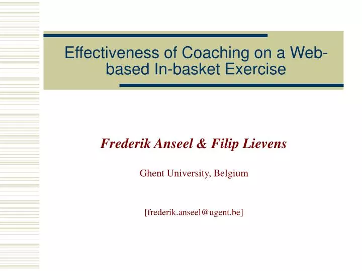 effectiveness of coaching on a web based in basket exercise