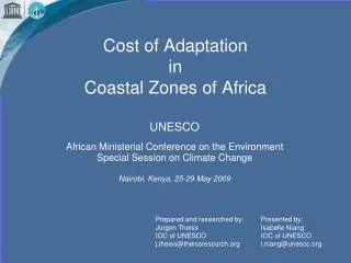 Cost of Adaptation in Coastal Zones of Africa