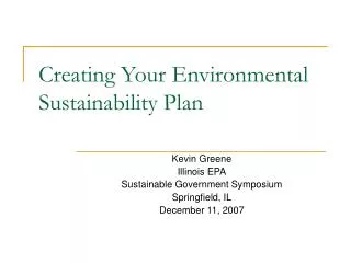 Creating Your Environmental Sustainability Plan