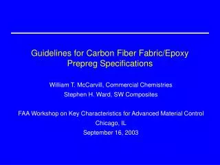 Guidelines for Carbon Fiber Fabric/Epoxy Prepreg Specifications