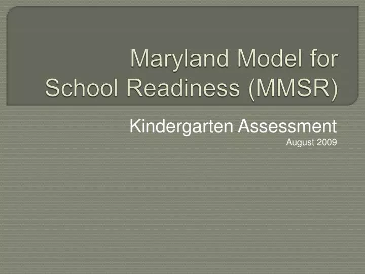 maryland model for school readiness mmsr