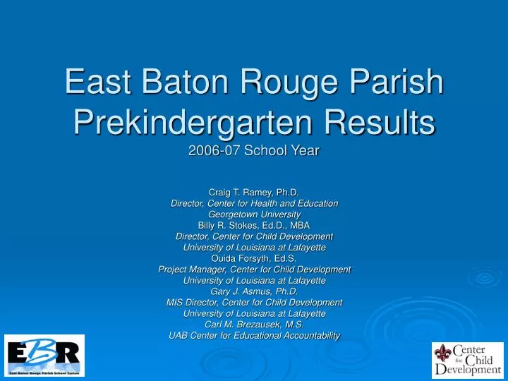 east baton rouge parish prekindergarten results 2006 07 school year