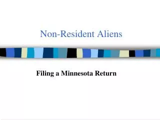 Non-Resident Aliens