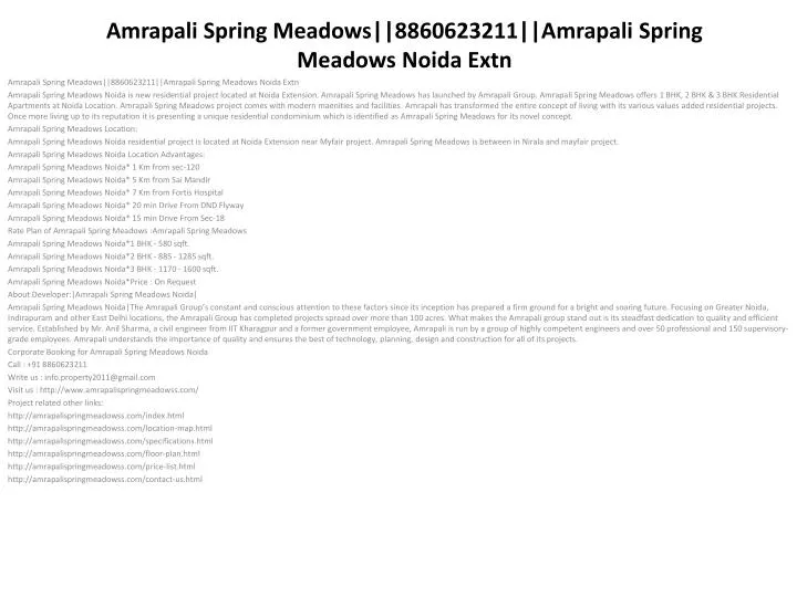 amrapali spring meadows 8860623211 amrapali spring meadows noida extn