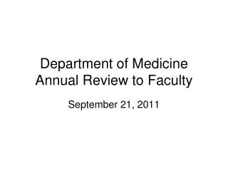 Department of Medicine Annual Review to Faculty