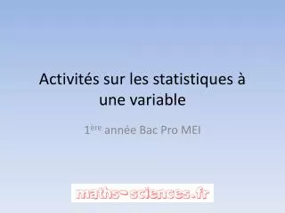 activit s sur les statistiques une variable