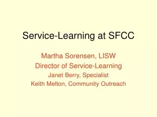 Service-Learning at SFCC