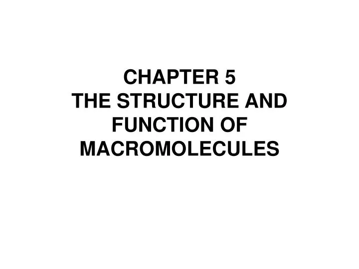 chapter 5 the structure and function of macromolecules