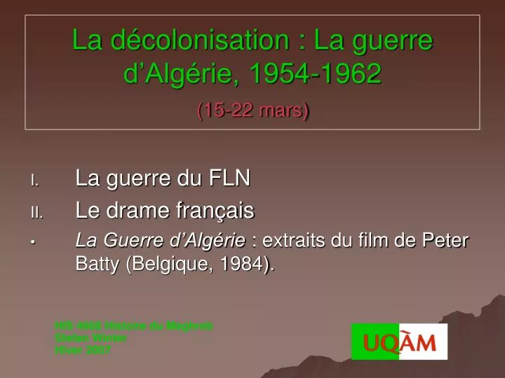 la d colonisation la guerre d alg rie 1954 1962 15 22 mars