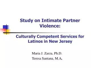 Study on Intimate Partner Violence: Culturally Competent Services for Latinos in New Jersey