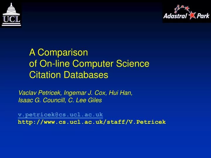 a comparison of on line computer science citation databases