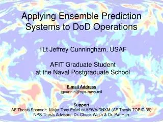 Applying Ensemble Prediction Systems to DoD Operations