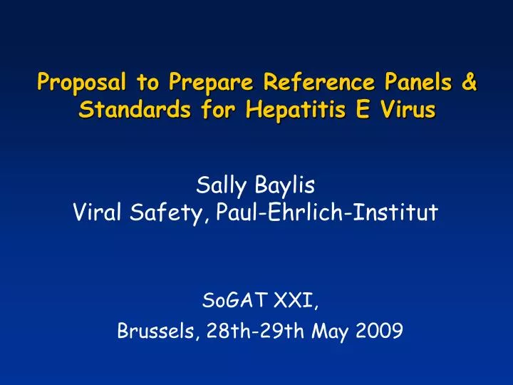 proposal to prepare reference panels standards for hepatitis e virus