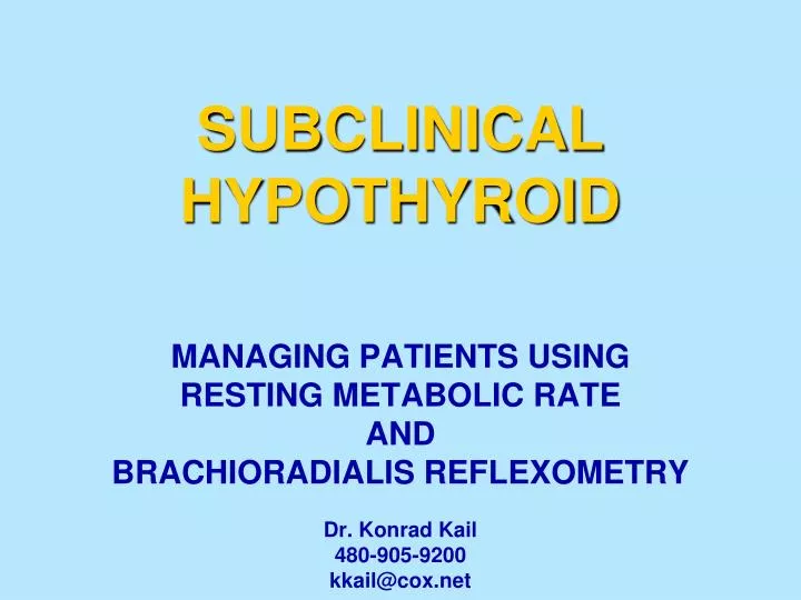 subclinical hypothyroid