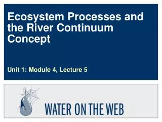 Ecosystem Processes and the River Continuum Concept