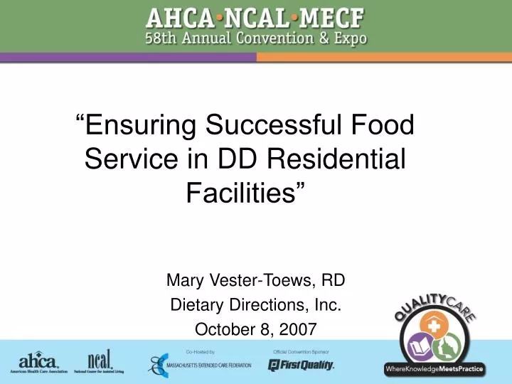 ensuring successful food service in dd residential facilities