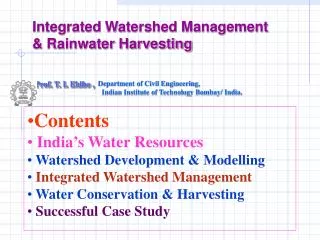 Integrated Watershed Management &amp; Rainwater Harvesting