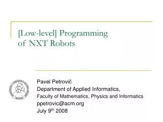 [Low-level] Programming of NXT Robots