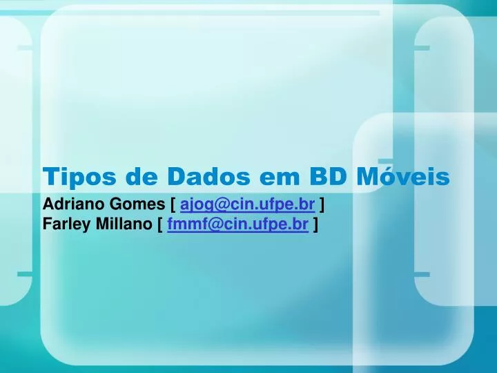 tipos de dados em bd m veis