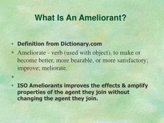 What Is An Ameliorant?