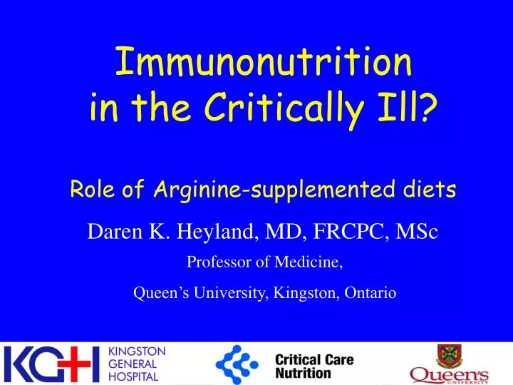 immunonutrition in the critically ill role of arginine supplemented diets