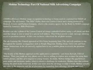 Mobius Technology Part Of National Milk Advertising Campaign