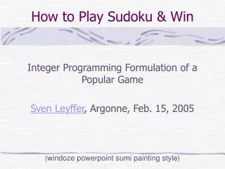 How to Play Sudoku &amp; Win