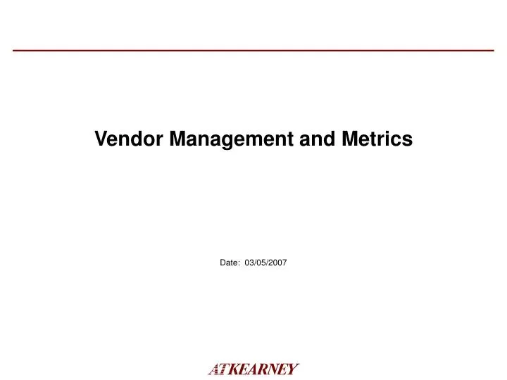 vendor management and metrics