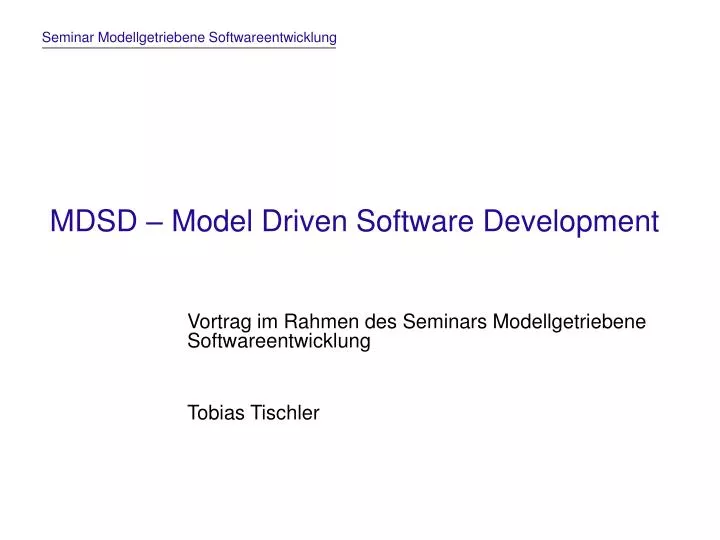 mdsd model driven software development