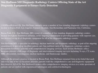 sim hoffman md diagnostic radiology centers offering state o