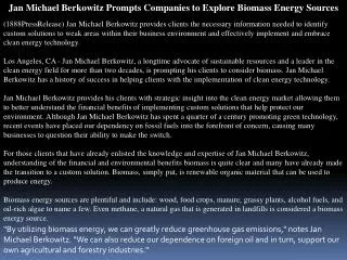 jan michael berkowitz prompts companies to explore biomass e