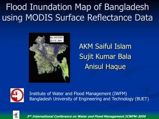 Flood Inundation Map of Bangladesh using MODIS Surface Reflectance Data