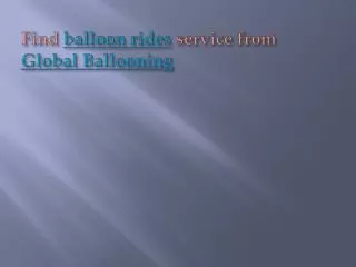 Balloon rides