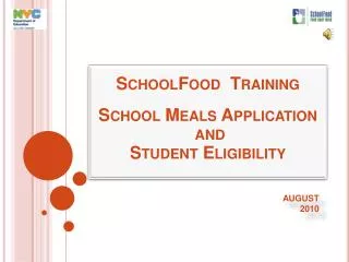 SchoolFood Training School Meals Application and Student Eligibility