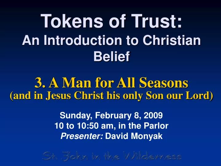 tokens of trust an introduction to christian belief