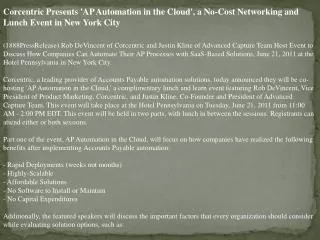 corcentric presents 'ap automation in the cloud', a no-cost