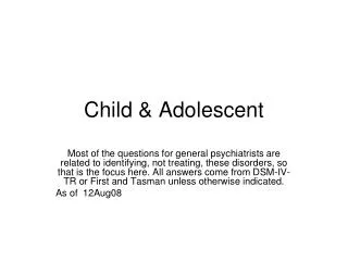Child &amp; Adolescent