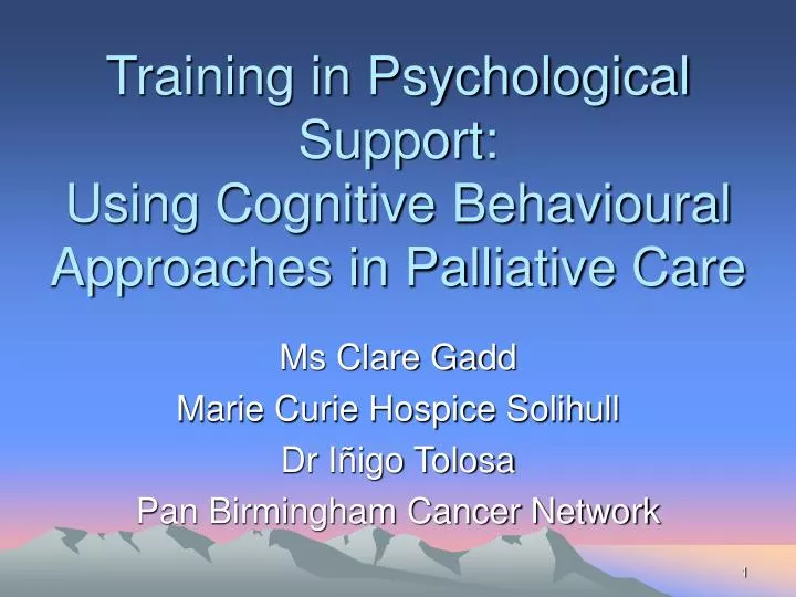 training in psychological support using cognitive behavioural approaches in palliative care