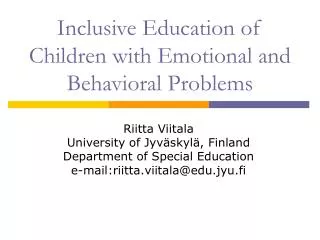 Inclusive Education of Children with Emotional and Behavioral Problems