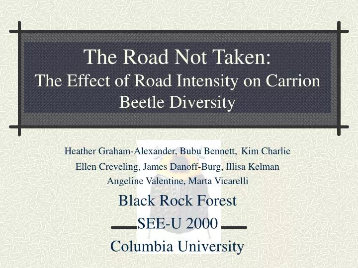 the road not taken the effect of road intensity on carrion beetle diversity