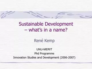 Sustainable Development – what’s in a name?