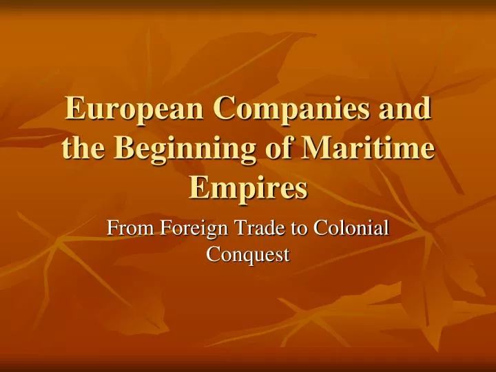 european companies and the beginning of maritime empires