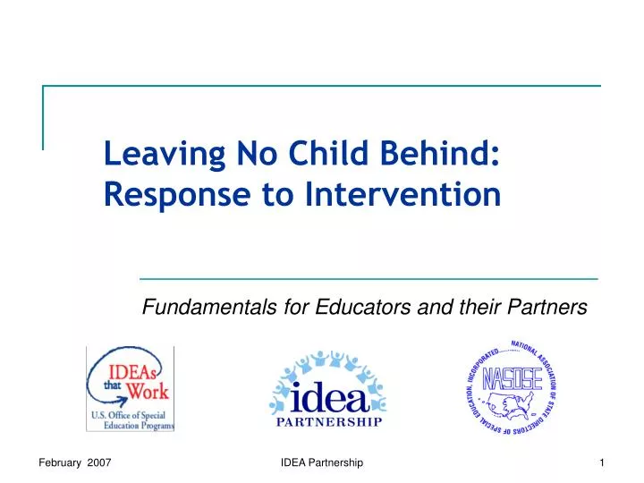 leaving no child behind response to intervention