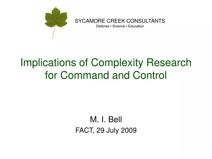 implications of complexity research for command and control