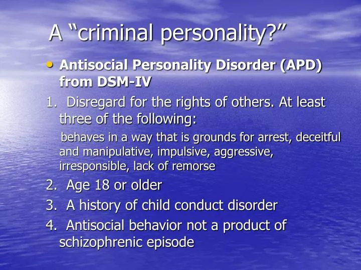 a criminal personality